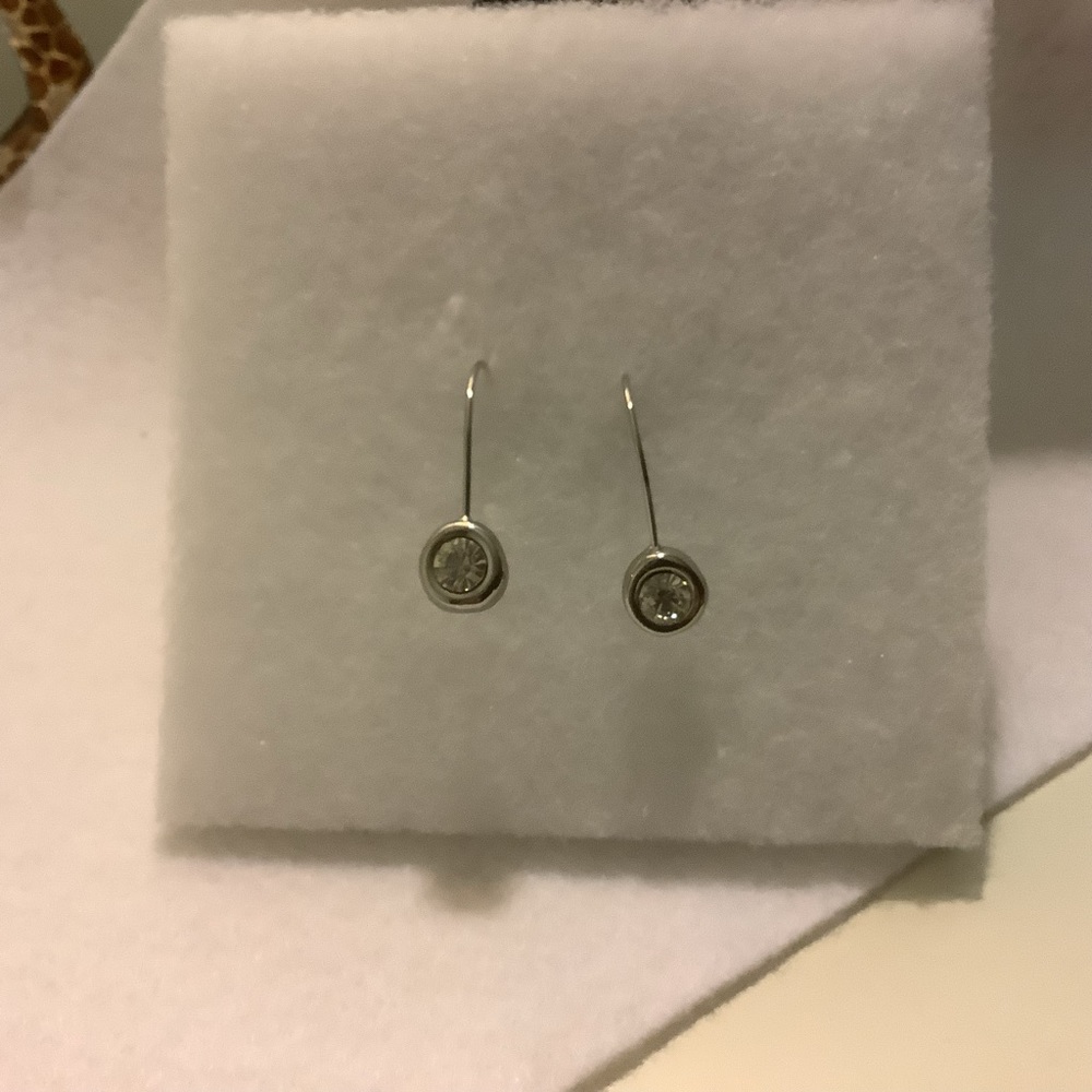 Silver tone crystal drop earrings